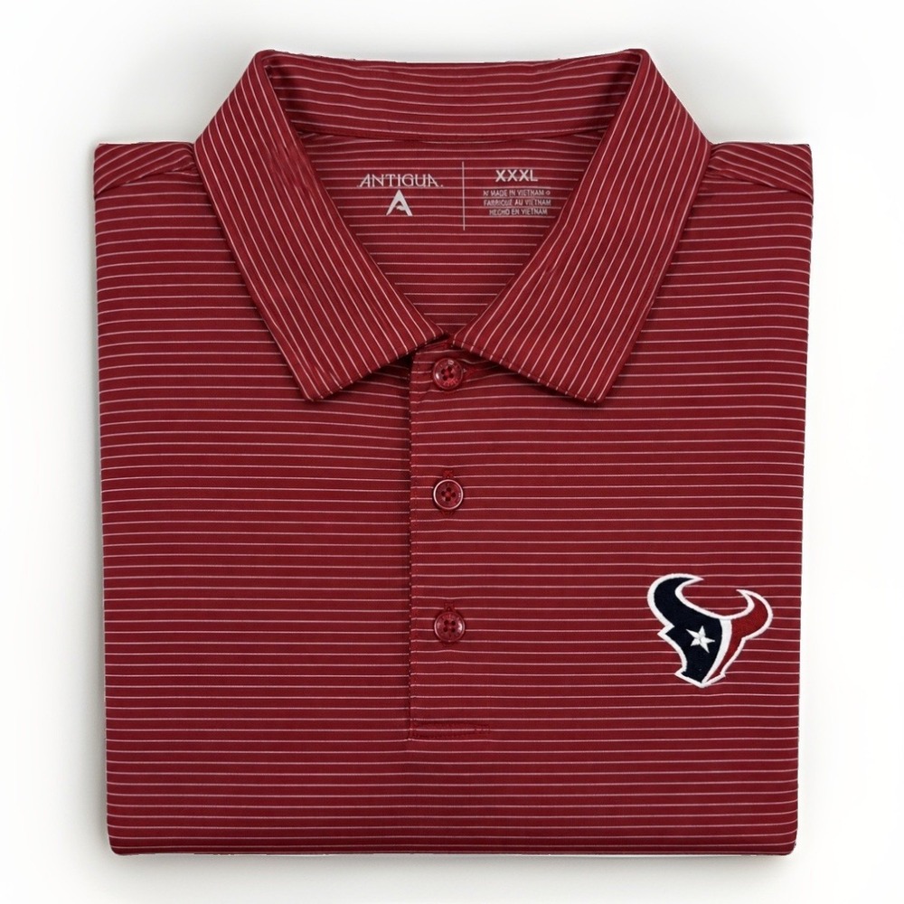 Houston Texans Red Striped Golf Polo Shirt Men's 3XL Antigua Performance